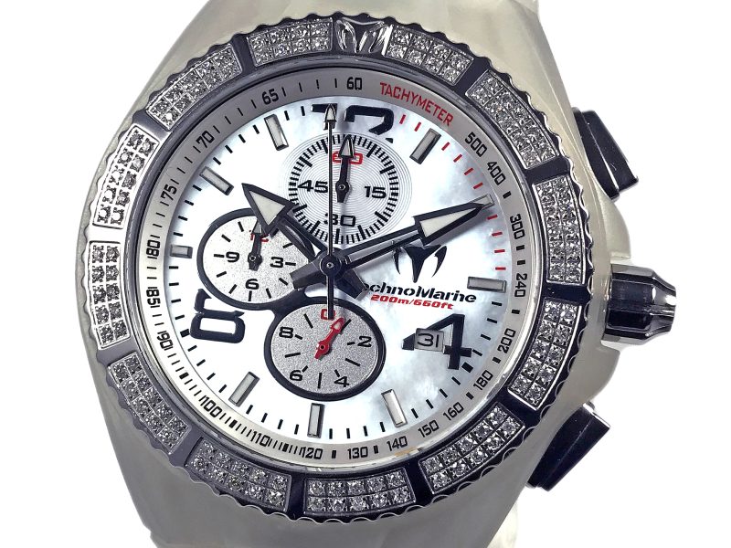 RELOJ Technomarine Cruise White Chronograph Mop Dial Diamond Bezel
